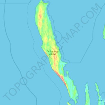 Topografische kaart Dirk Hartog Island, hoogte, reliëf