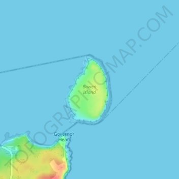 Topografische kaart Bowen Island, hoogte, reliëf