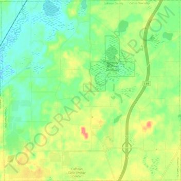 Topografische kaart Convis Township, hoogte, reliëf