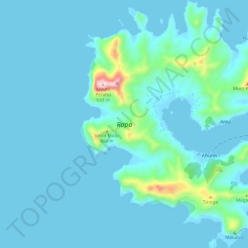 Topografische kaart Rapa, hoogte, reliëf