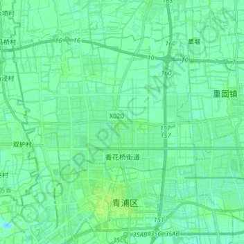 Topografische kaart 香花桥街道, hoogte, reliëf