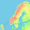 Topografische kaart Scandinavië, hoogte, reliëf