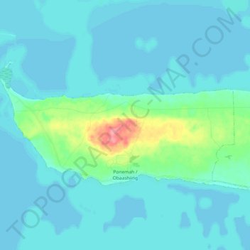 Topografische kaart Ponemah, hoogte, reliëf