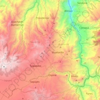 Topografische kaart La Sabana, hoogte, reliëf