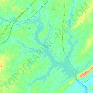 Topografische kaart High Rock Lake, hoogte, reliëf