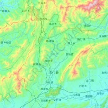 Topografische kaart 莲花县, hoogte, reliëf