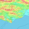 Topografische kaart East Sussex, hoogte, reliëf
