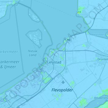 Topografische kaart Lelystad, hoogte, reliëf