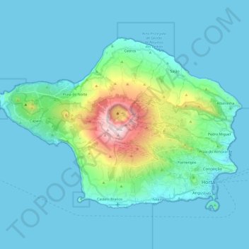 Topografische kaart Faial, hoogte, reliëf