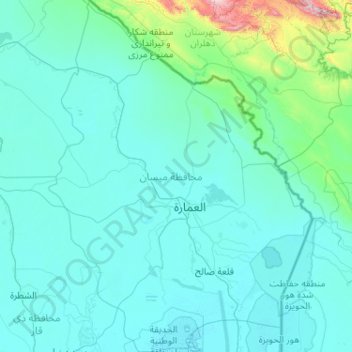 Topografische kaart Maysan Governorate, hoogte, reliëf