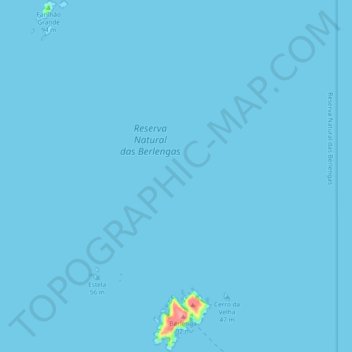 Topografische kaart Arquipélago das Berlengas, hoogte, reliëf