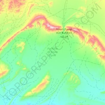 Topografische kaart Pachalik de Foum Zguid, hoogte, reliëf