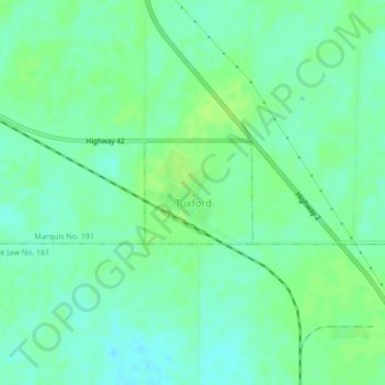 Topografische kaart Tuxford, hoogte, reliëf