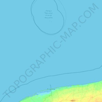Topografische kaart Progreso, hoogte, reliëf