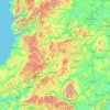 Topografische kaart Powys, hoogte, reliëf