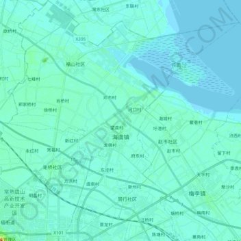 Topografische kaart 海虞镇, hoogte, reliëf