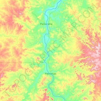 Topografische kaart Palmeirais, hoogte, reliëf