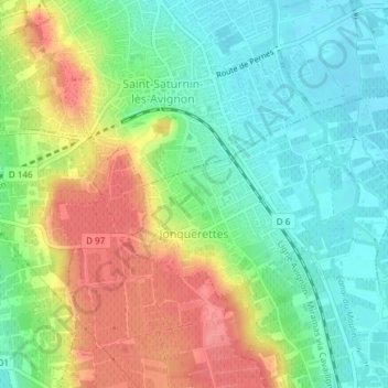 Topografische kaart Jonquerettes, hoogte, reliëf