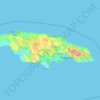 Topografische kaart Jamaica, hoogte, reliëf