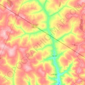 Topografische kaart Agissê, hoogte, reliëf
