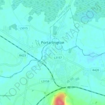 Topografische kaart Portarlington, hoogte, reliëf