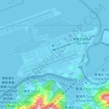 Topografische kaart 赤鱲角, hoogte, reliëf
