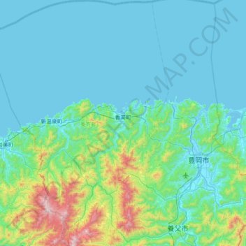 Topografische kaart Kami, hoogte, reliëf