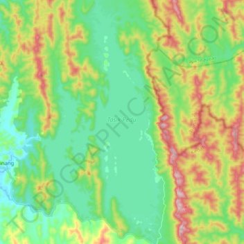 Topografische kaart Pedu Lake, hoogte, reliëf