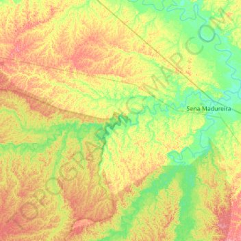 Topografische kaart Rio Caeté, hoogte, reliëf