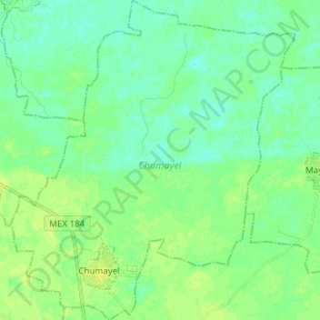 Topografische kaart Chumayel, hoogte, reliëf