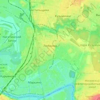 Topografische kaart район Люблино, hoogte, reliëf