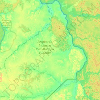 Topografische kaart Cacahual, hoogte, reliëf