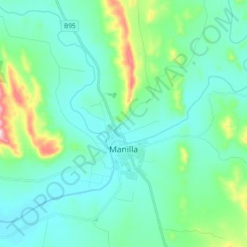 Topografische kaart Manilla, hoogte, reliëf