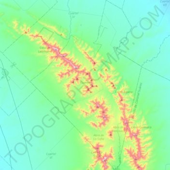 Topografische kaart Cuartel V, hoogte, reliëf