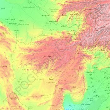 Topografische kaart Afghanistan, hoogte, reliëf