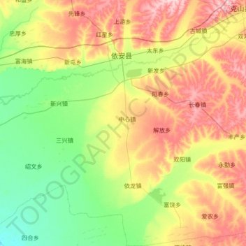 Topografische kaart 依安县, hoogte, reliëf