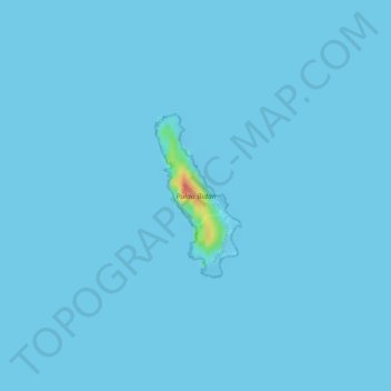 Topografische kaart Pulau Bidan, hoogte, reliëf