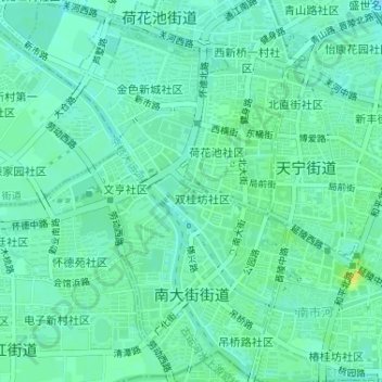Topografische kaart 南大街街道, hoogte, reliëf