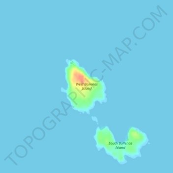 Topografische kaart West Ballenas Island, hoogte, reliëf
