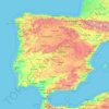 Topografische kaart Península ibérica, hoogte, reliëf