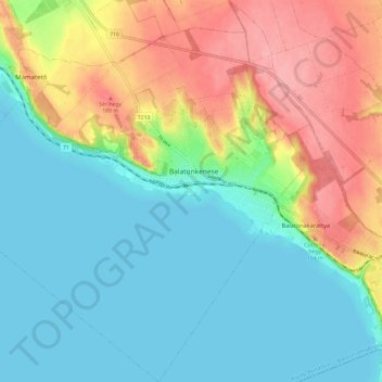 Topografische kaart Balatonkenese, hoogte, reliëf