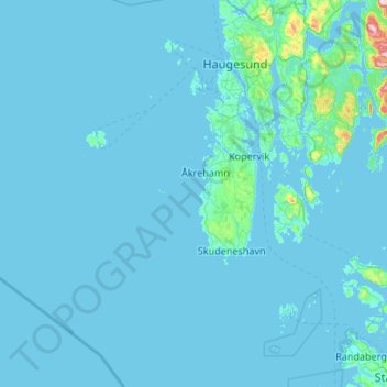 Topografische kaart Karmøy, hoogte, reliëf