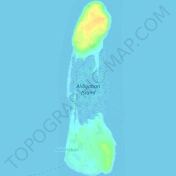Topografische kaart Alibijaban Island, hoogte, reliëf