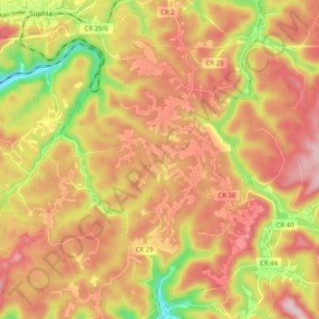 Topografische kaart Coal City, hoogte, reliëf