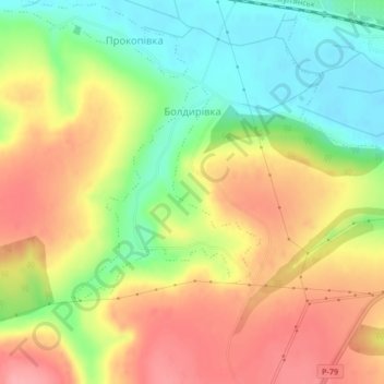 Topografische kaart Болдыревка, hoogte, reliëf