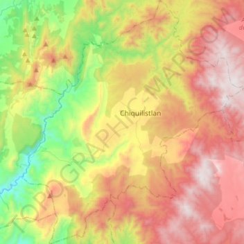Topografische kaart Chiquilistlán, hoogte, reliëf