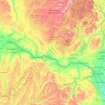 Topografische kaart Mohawk River, hoogte, reliëf