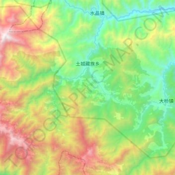 Topografische kaart 土城藏族乡, hoogte, reliëf