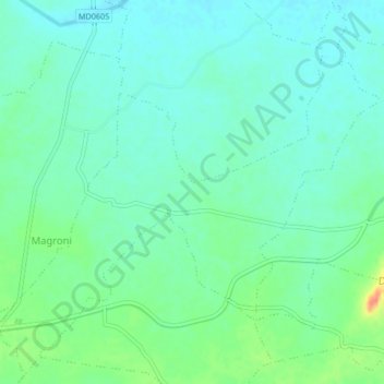 Topografische kaart Magrauni, hoogte, reliëf