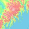 Topografische kaart Kenai Fjords National Park, hoogte, reliëf